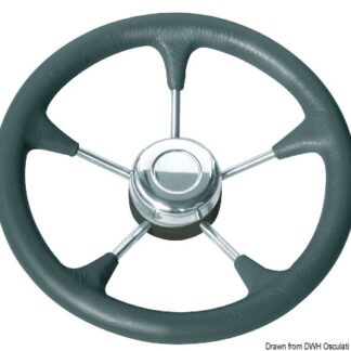Polyurethane steer. wheel SS spokes Ø 280 mm black