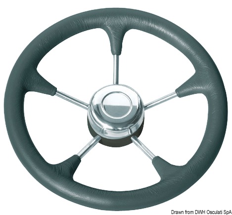 Polyurethane steer. wheel SS spokes Ø 280 mm black